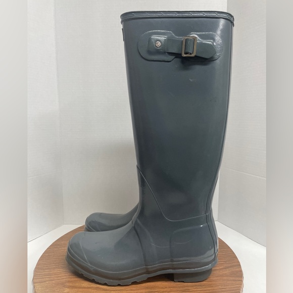 Hunter Original Tall Graphite Grey Gloss Equestrian Rainboots - Picture 1 of 10
